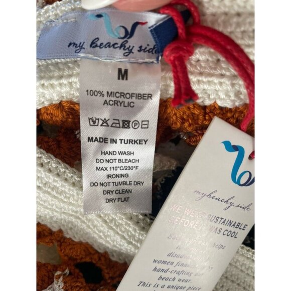 NWT My Beachy Side Crochet Halter Top Bikini Skirt Set White Brown Black Medium - Picture 11 of 12